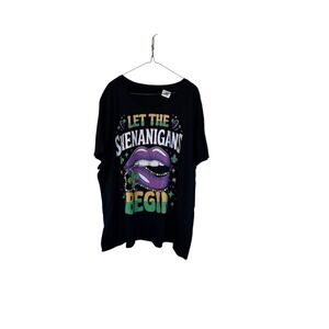 Mardi Gras T-Shirt Let The Shenanigans Begin Graphic‎ Tee Black Plus Size